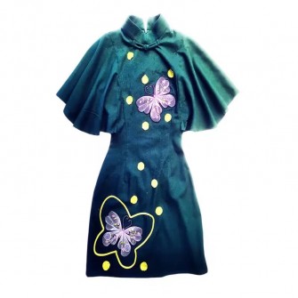 Robe verte papillons brodés