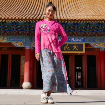 Tunique rouge voile rose