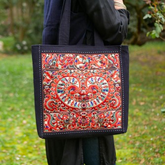 Grand sac cabas broderie Miao