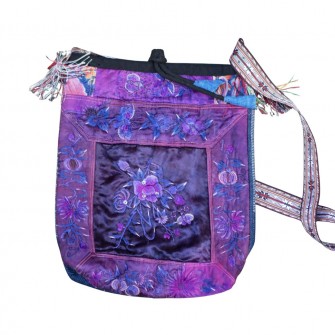 Sac broderie ancienne violet