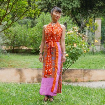 Jupe kimono réversible en...