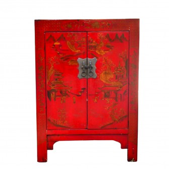 Cabinet laqué rouge ancien