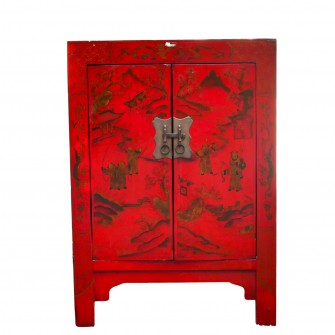 Cabinet laqué rouge ancien