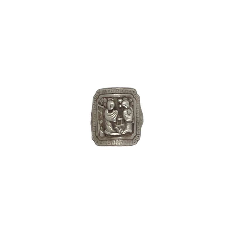 Bague Vintage Argent 875 Avec Pierre Rouge (Rubis ?) - Taille Unique - Superbe