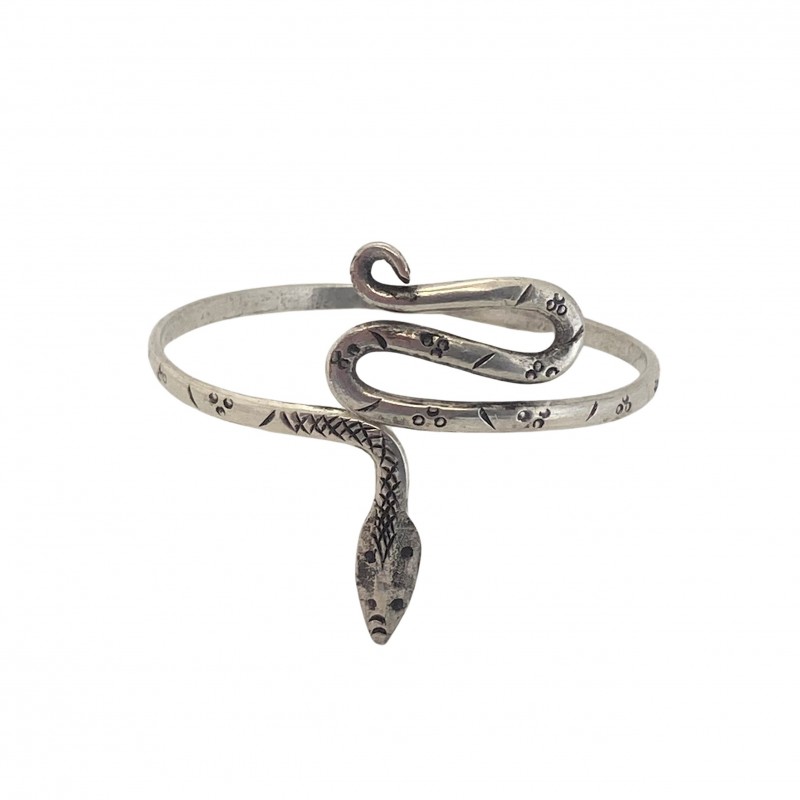 Bracelet Serpent Cobra Ajustable En Argent 925 - Poids 25.7g, Style Manchette Vintage