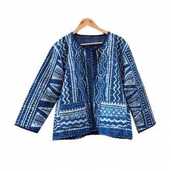 Veste ethnique batik indigo