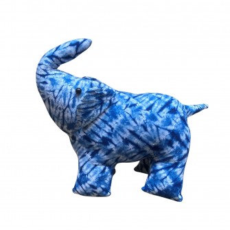 Éléphant en batik bleu indigo