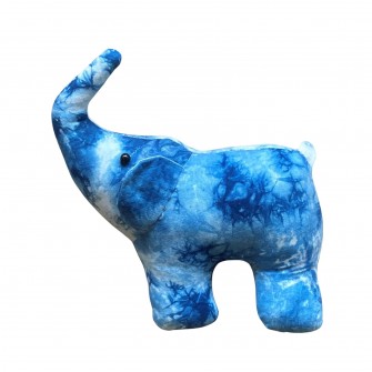 Éléphant en batik bleu indigo