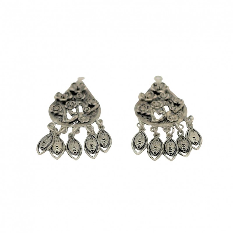 Boucles D'oreilles Pendantes Goutte – Motif Fleur Et Libellule, Plaqué Rhodium Doré – Neuf Avec étiquettes