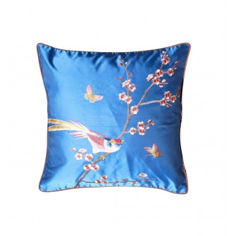 Housse de coussin bleue en...