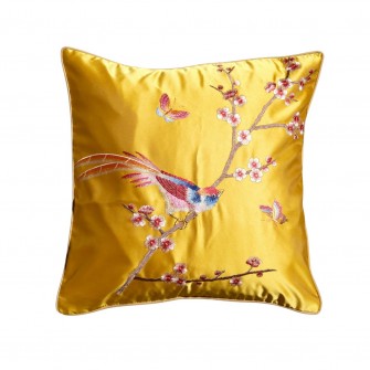 Housse de coussin jaune en...