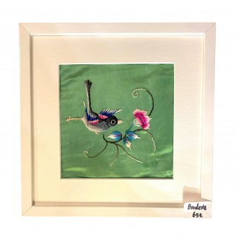 Broderie oiseau vert